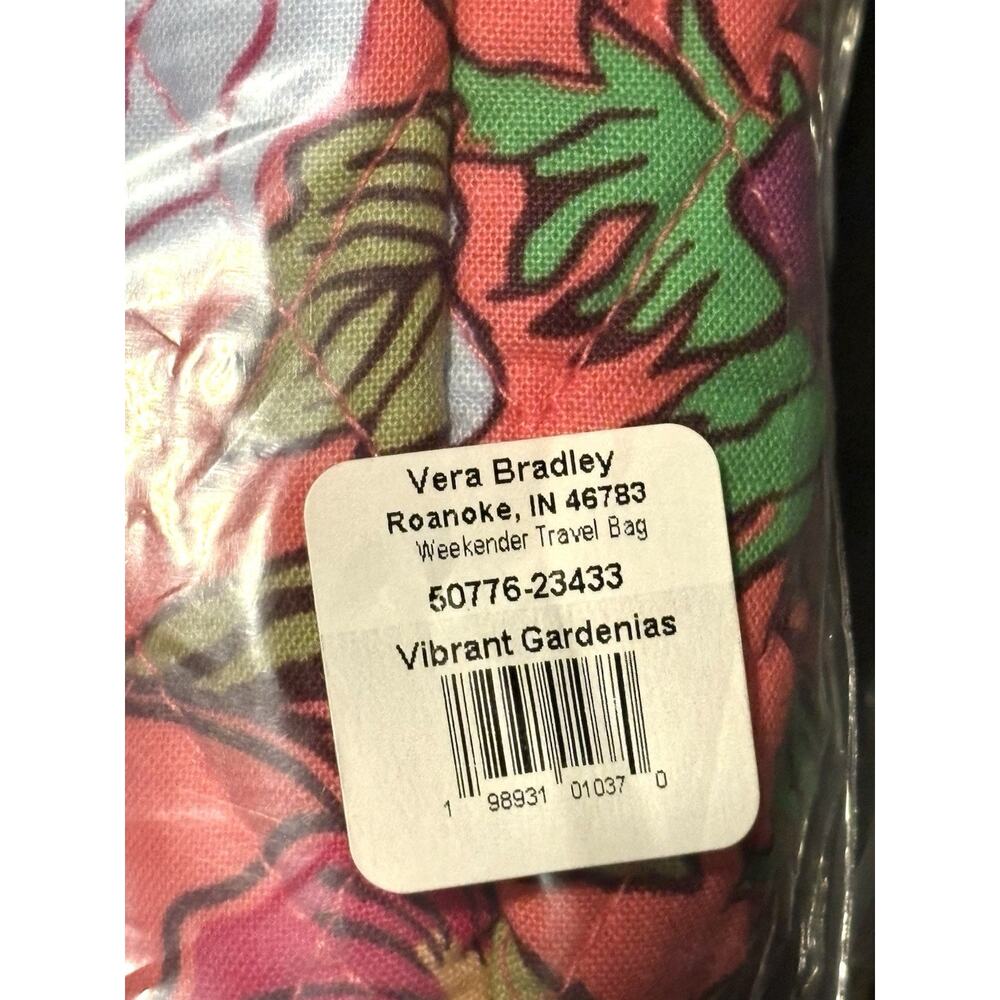 Vera Bradley Vibrant Gardenias Weekender Travel Bag Pink Multicolor Quilted Tote - Picture 4 of 5